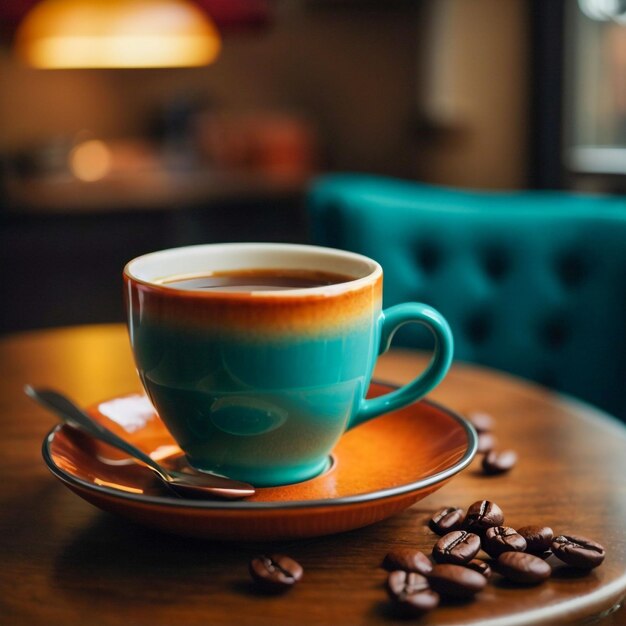 Tasse à café sur une soucoupe