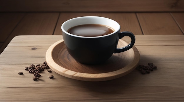 Tasse à café sur table en bois rustique