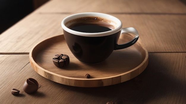 Tasse à café sur table en bois rustique