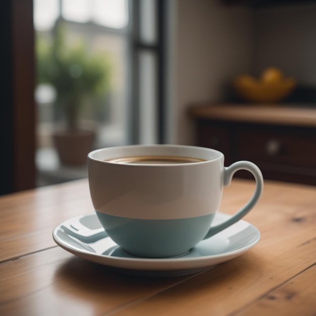 Tasse de café sur la table de la cuisine