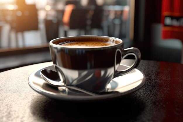 Tasse à café sur la table dans un café