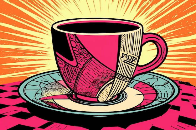 Une tasse de café sur la table Illustration vectorielle dans le style rétro