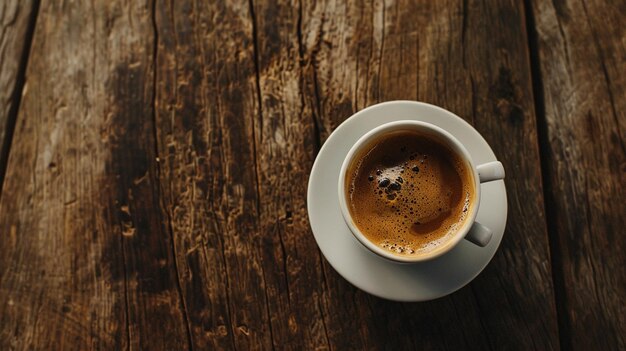 une tasse de café sur la table rustique en bois IA générative