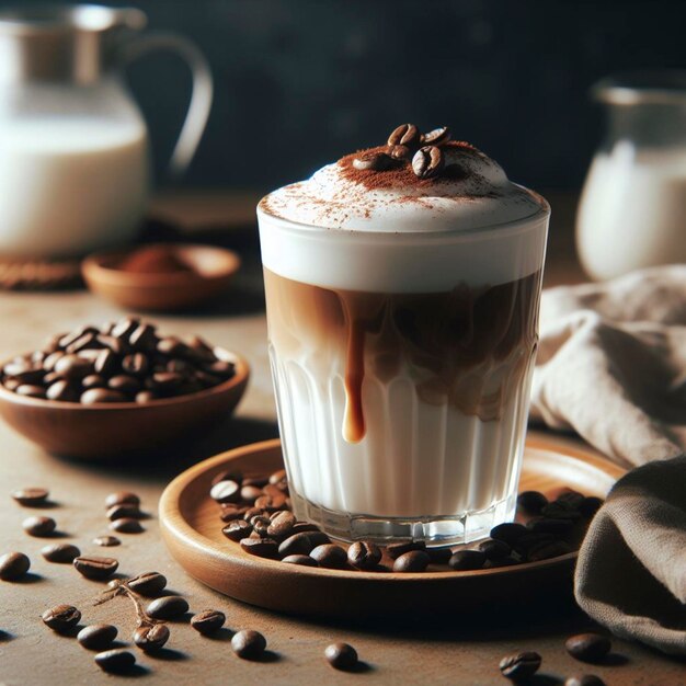 Une tasse de café sur la table.