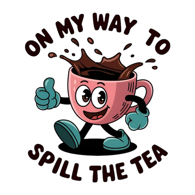 une tasse de café avec une tasse rose qui dit sur mon chemin pour renverser le design de t-shirts de thé