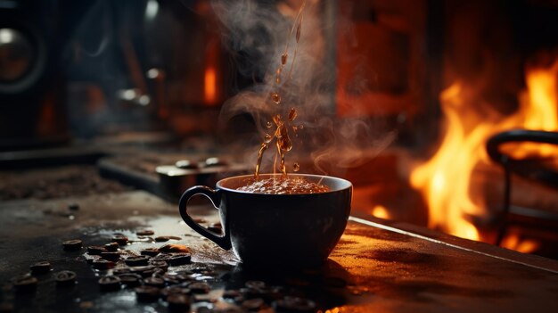 Une tasse de café à la vapeur