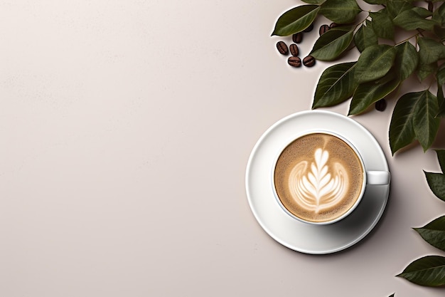 Tasse à café de vecteur et grains de café sur fond blanc