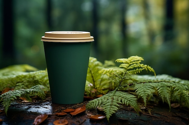 Tasse à café verte vue de côté IA générative