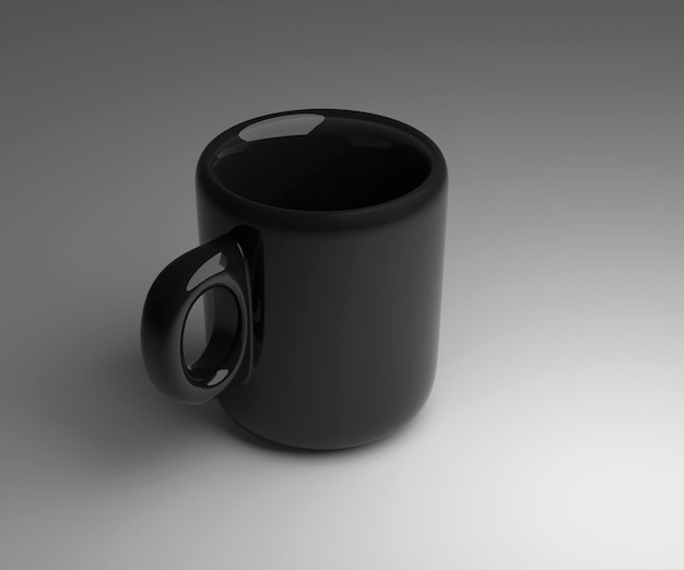 Tasse à café vide sur fond gris rendu 3d