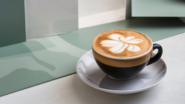 Une tasse de cappuccino avec du sucre.