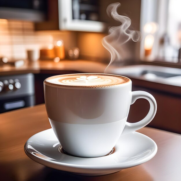 Photo une tasse de cappuccino sur une table