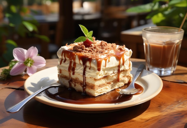 La tasse carrée de banane sur le panneau de bois.