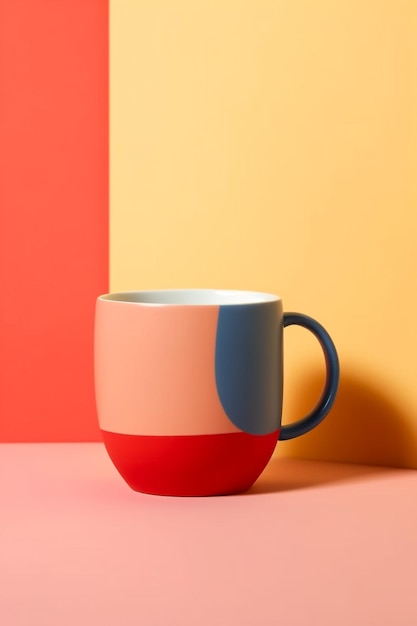 Tasse en céramique artisanale créative pour le café ou le thé avec des couleurs vives peinture AI générative