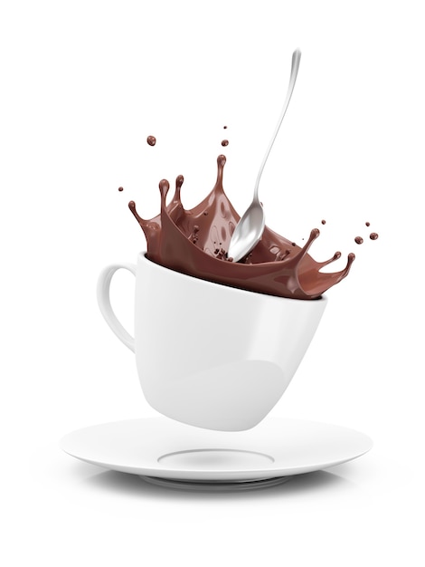 Tasse de chocolat chaud avec Crown Splash