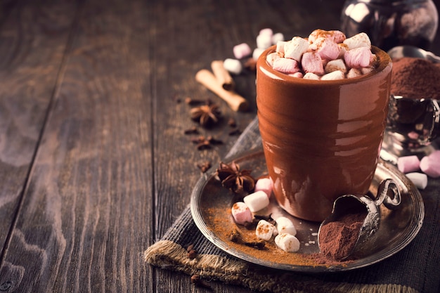 Tasse de chocolat chaud avec mini guimauve