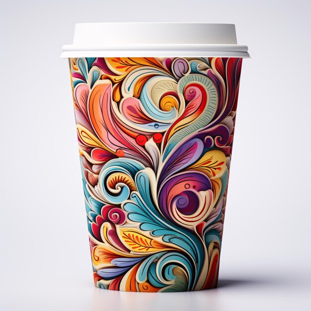 une tasse colorée avec un couvercle