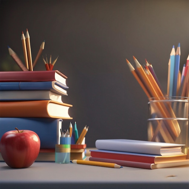 Une tasse de crayons crayons et crayons sont sur une table