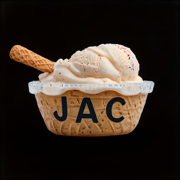 Photo une tasse de crème glacée avec le mot 