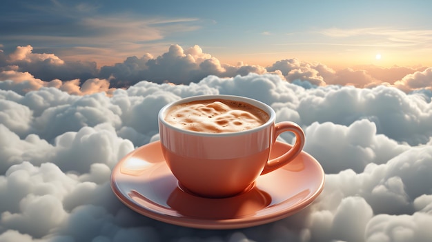 une tasse dans le ciel avec un nuage à l'intérieur