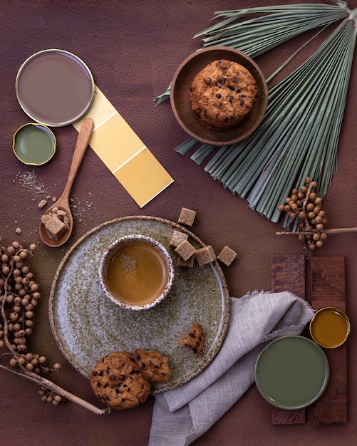 tasse avec du chocolat chaud d'en haut