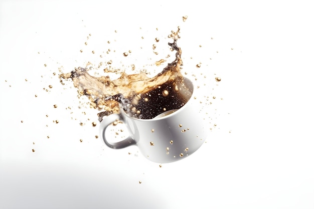 Photo une tasse avec une éclaboussure de liquide dedans