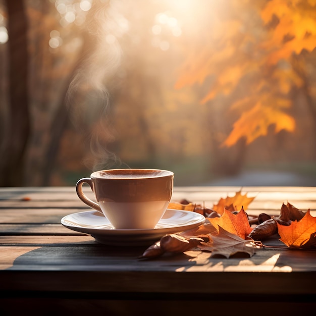 tasse sur fond d'automne