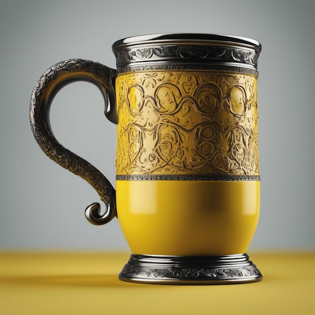 une tasse sur fond jaune