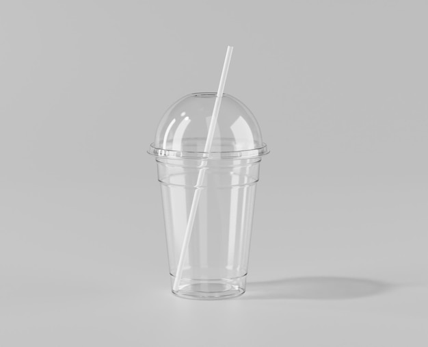 Une tasse à glace jetable transparente réaliste, maquette de tasse en plastique avec couvercle