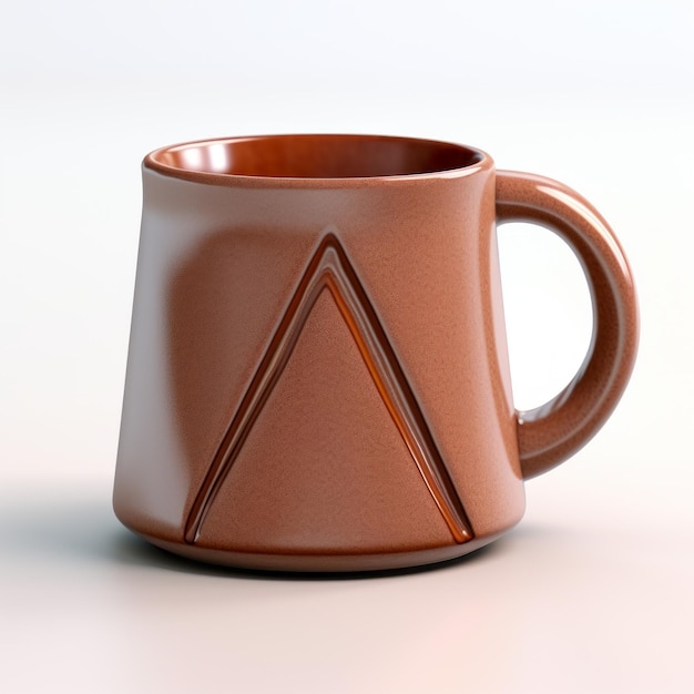 Une tasse imprimée en terracotta en triangle 3D avec une finition grumeleuse