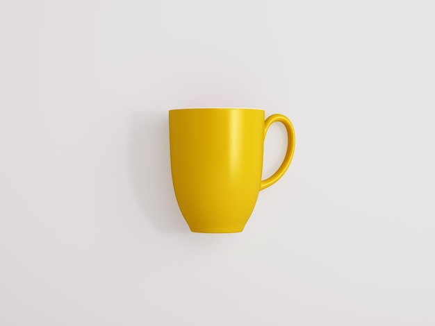 Tasse jaune pour maquette Angle supérieur tourné avec un fond blanc