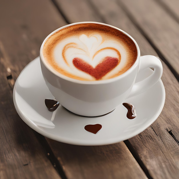 Photo une tasse de latte avec un cœur en haut.