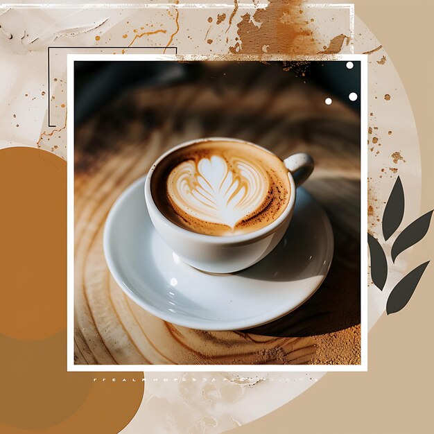 Photo une tasse de latte avec une cuillère sur une soucoupe