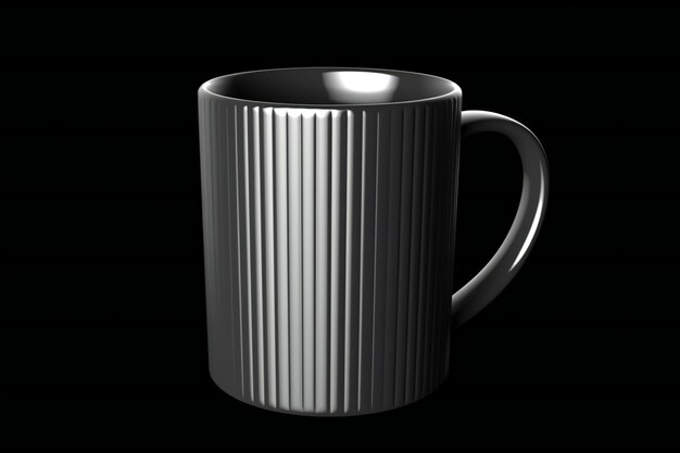 Une tasse en métal isolée sur un fond noir