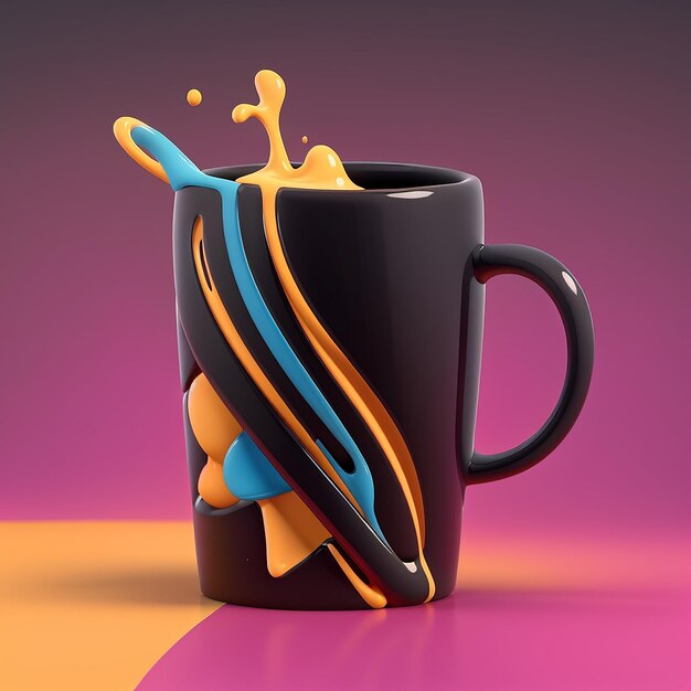 Photo une tasse noire en 3d