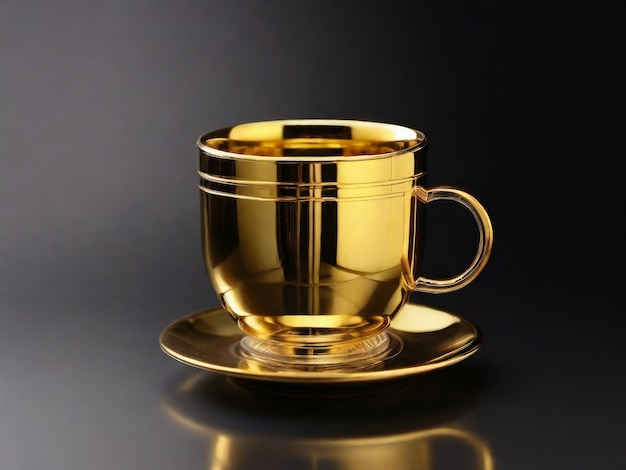 Photo une tasse d'or se reflète sur l'écran.