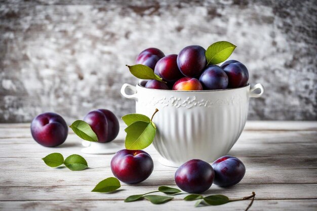 Photo une tasse de prunes avec les mots café dessus