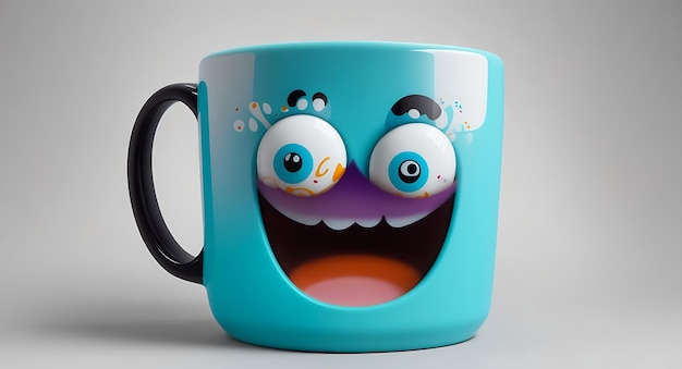 Photo une tasse avec un smiley sur un beau fond généré par ai