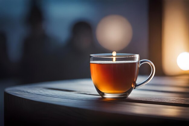 une tasse de thé avec une bougie dedans