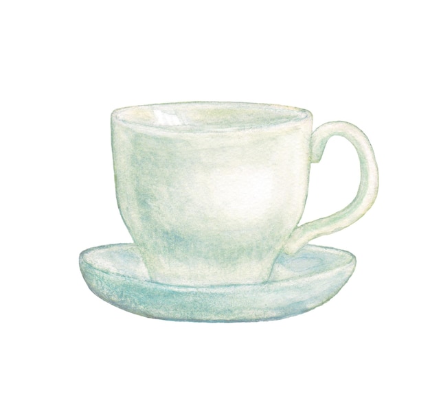 Tasse de thé ou de café dessinée à la main à l'aquarelle