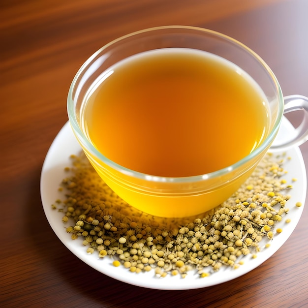 Une tasse de thé à la camomille avec des fleurs de camomille