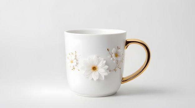 Photo une tasse de thé avec de la camomille sur un fond blanc