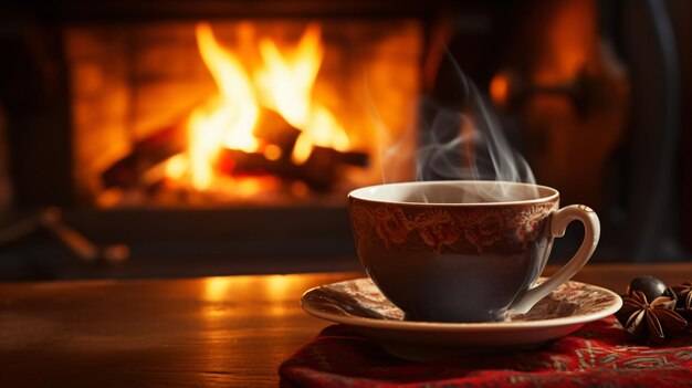 Photo une tasse de thé chaud parfumé en arrière-plan