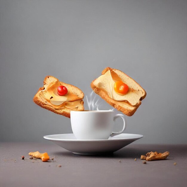 Photo une tasse de thé avec un hot-dog sur le dessus