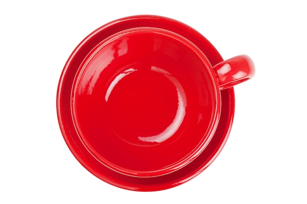 Photo tasse de thé rouge vide vue de dessus isolée