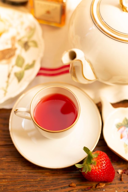 Tasse de thé saveur fraise