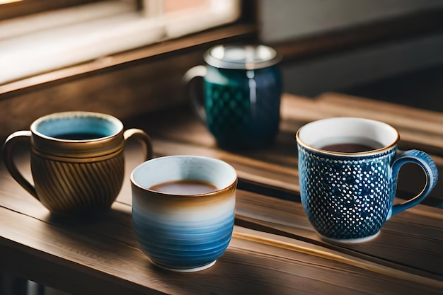 Une tasse de thé et une tasse de café.