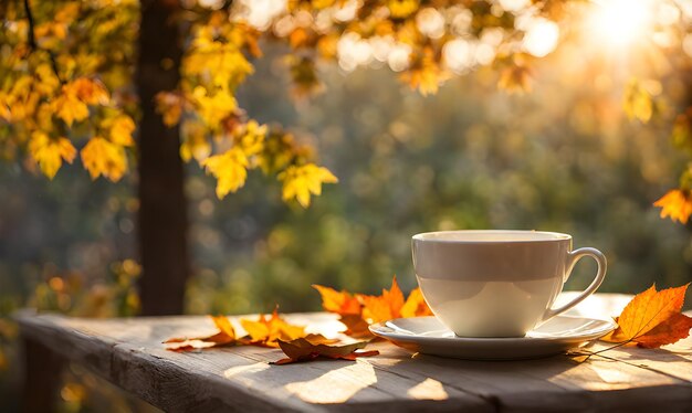 Une tasse de thé à la vapeur tôt le matin