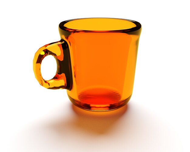 Tasse transparente isolée sur fond blanc