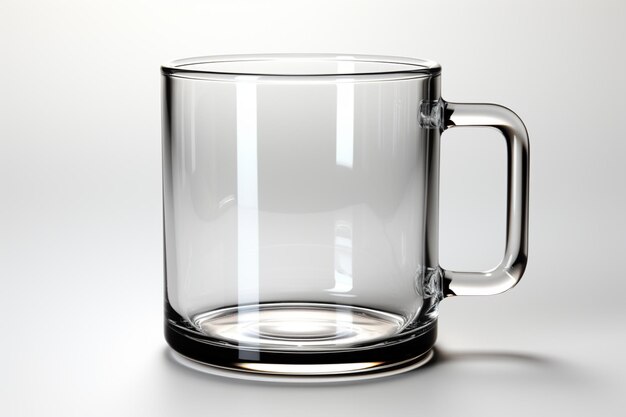 Photo une tasse de verre sur fond blanc