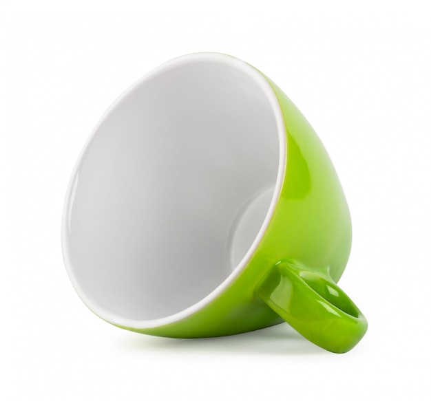 Tasse verte allongée sur le côté